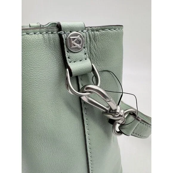 Donna Karan NY Lawrence smooth leather bucket crossbody bag -Jade/Sage USED - Picture 6 of 16